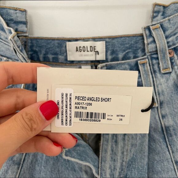 Agolde Sky Blue Denim Shorts - Picture 8 of 12